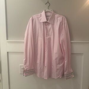 Men's Robert Graham Pink and White Check Dress Shirt